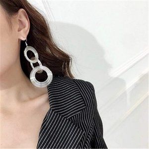 NEW PLATED long 70s disco earrings - Silver